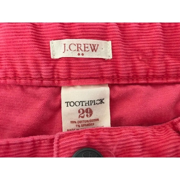 J Crew | Corduroy Toothpick Skinny Slim Leg Pants Size 29 Bottoms Pink - Picture 7 of 7